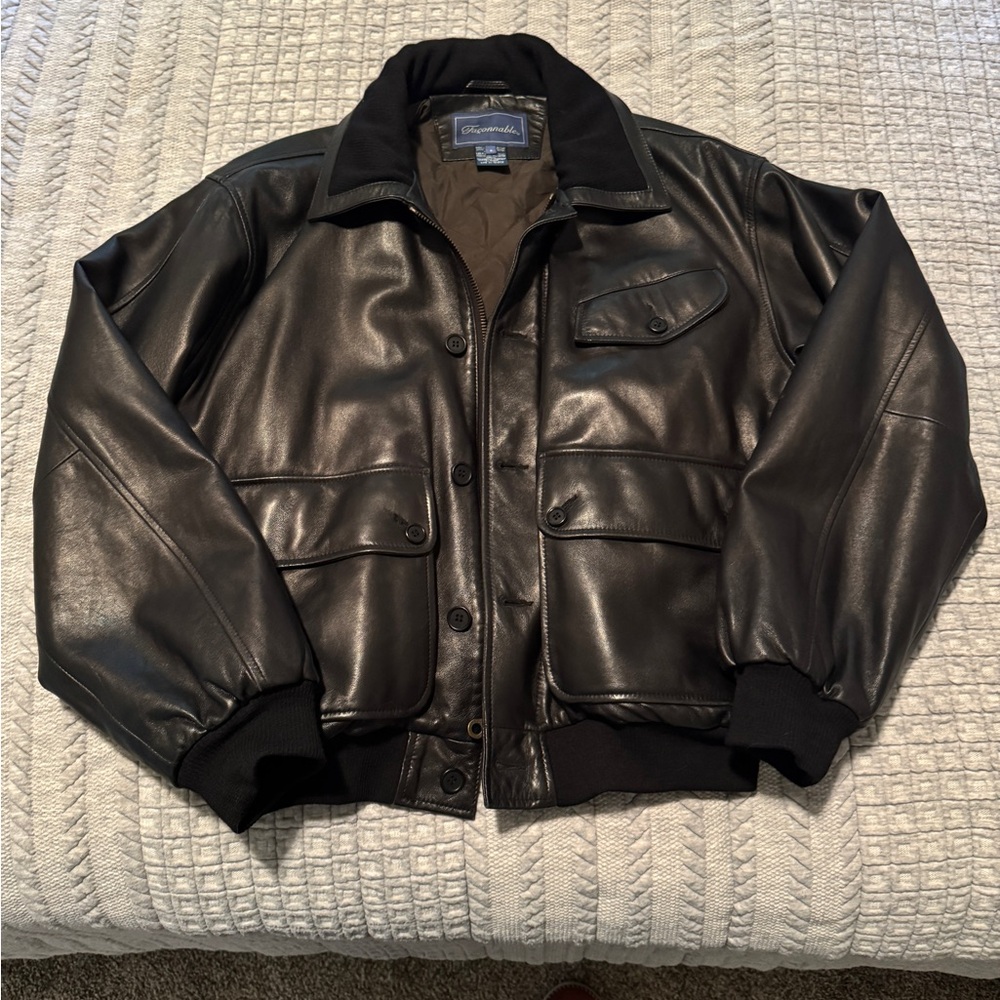 Faconnable Black Lambskin Leather Jacket
